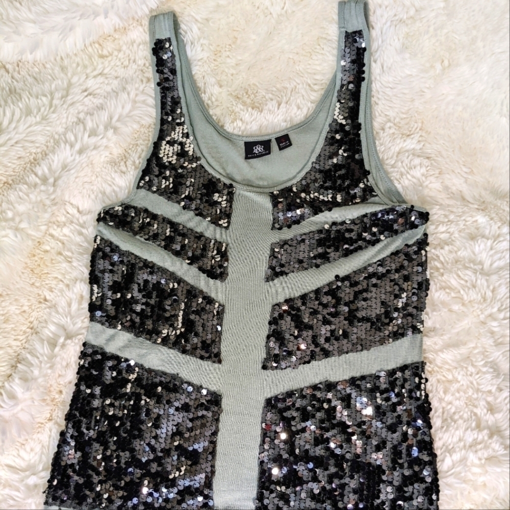 Seafoam Green w/ Silver Sequins Tank Top